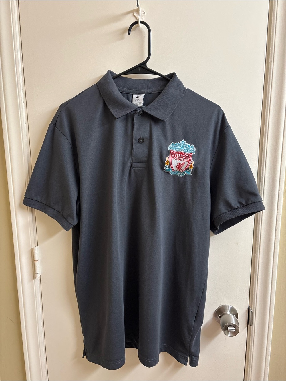 Liverpool FC Polo Shirt Men’s Large Gray 100% Cotton Embroidered Made USA